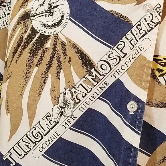 Vintage Peggy Lou California Blouse Women’s 42 (2X) Made USA Jungle Button Up - Picture 4 of 13